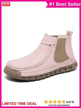 Faux Leather Slip On Ankle Boots Elastic Chelsea Casual Walking Boots